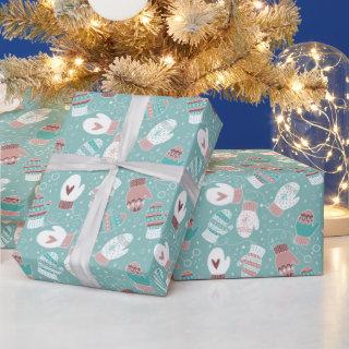 Winter Christmas Mittens Pattern in Mint