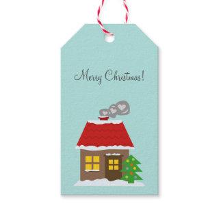 Winter cottage custom Merry Christmas Holiday Gift Tags