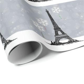 Winter Eiffel Tower, Snowflake Balloons Christmas