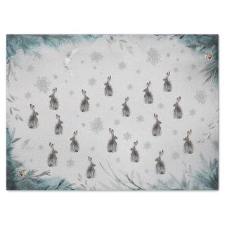 Winter Forest Rabbits & Snowflakes in Moonlight  Tissue Paper