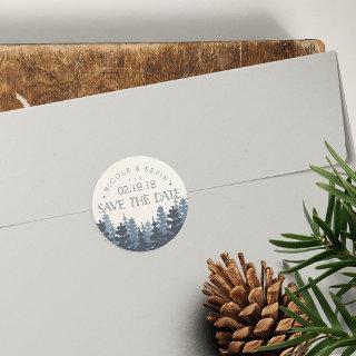 Winter Forest Save the Date Classic Round Sticker