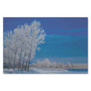Winter Forest Trees Snow Blue Sky Nature Tissue Paper