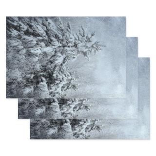 Winter Forest Vintage Woodland Snow Covered Trees  Sheets