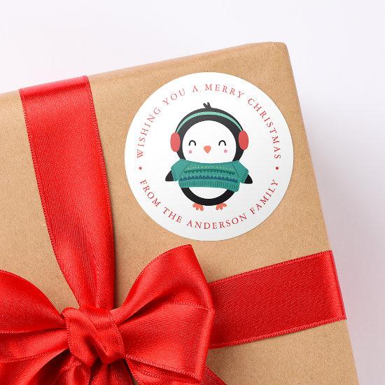 Winter Friends | Penguin Holiday Classic Round Sticker