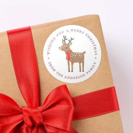 Winter Friends | Reindeer Holiday Classic Round Sticker