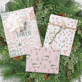 Winter Fun Pink Green Pastel Holly Jolly Christmas  Sheets