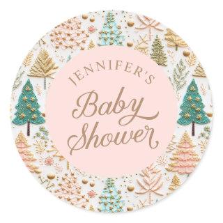 Winter Girl Baby Shower Classic Round Sticker