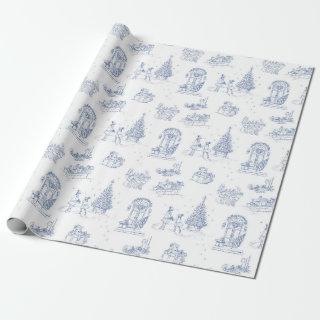Winter Holiday Christmas Blue White Toile Gift
