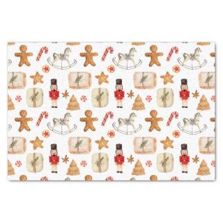 Winter Holiday Christmas Nutcracker Cookie Pattern Tissue Paper