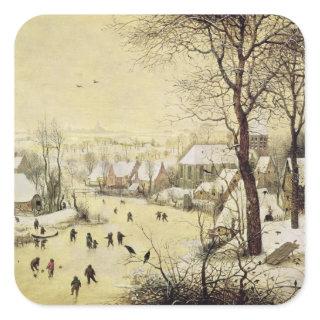 Winter Landscape with Skaters Square Sticker