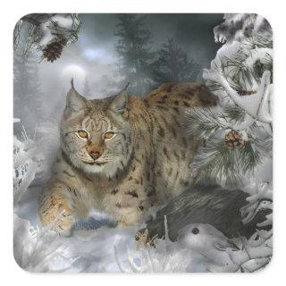 Winter Lynx Square Sticker