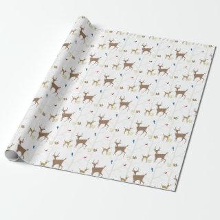 Winter Mid-Century Modern Animal Scene with Deer