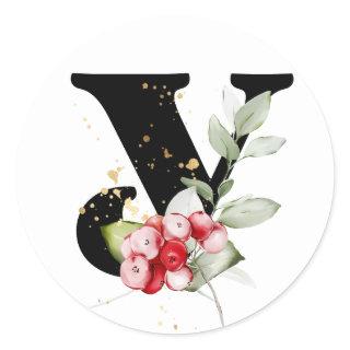 winter MONOGRAM Bulgarian Cyrillic alphabet  Class Classic Round Sticker
