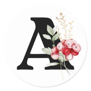winter MONOGRAM Bulgarian Cyrillic alphabet  Classic Round Sticker