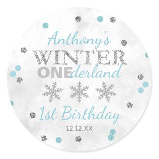 Winter ONEderland 1st Birthday Classic Round Sticker