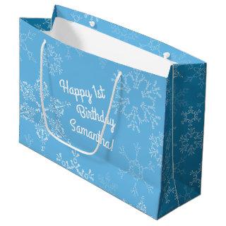 Winter Onederland 1st Birthday Party Snowflakes Large Gift Bag