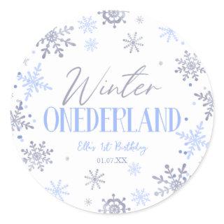 Winter ONEderland Snowflake 1st Birthday Party Classic Round Sticker