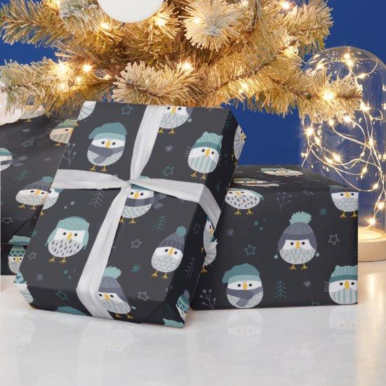 Winter owls with wool hats dark