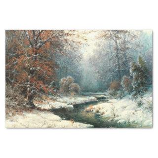 Winter River Landscape, Decoupage Tissue Paper