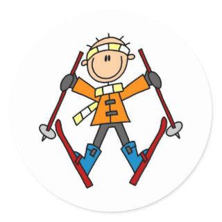 Winter Snow Ski Classic Round Sticker