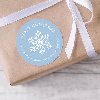 Winter Snowflake Christmas Gift Tag Round Stickers