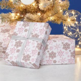 Winter Snowflakes Red and Pink Pattern Wrapping Pa