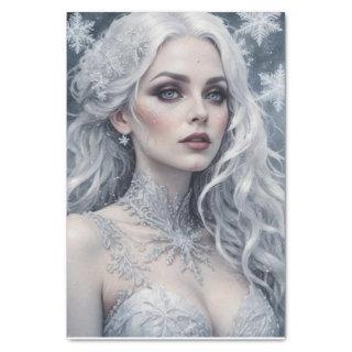 Winter Solstice Queen Silver Hair Cold Decoupage  Tissue Paper