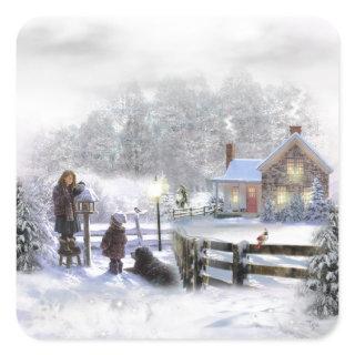 Winter Time In The Country Square Sticker