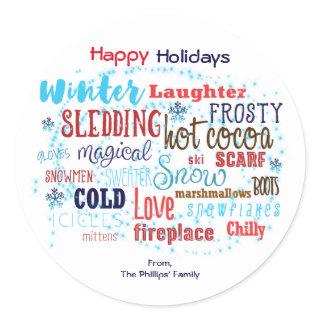 WINTER Typography Fun Wording Favor Sticker