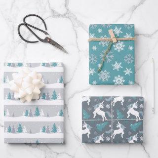 Winter Unicorns, Trees and Snowflakes  Sheets