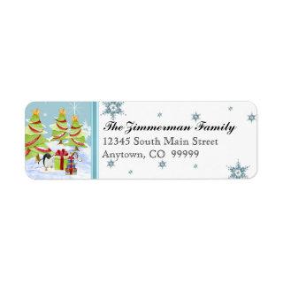 Winter Whimsy Cute Penguin Babies in Snow Star Label