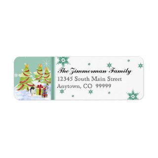 Winter Whimsy Cute Penguin Babies in Snow Star Label