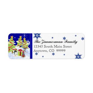 Winter Whimsy Cute Penguin Babies in Snow Star Label