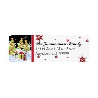 Winter Whimsy Cute Penguin Babies in Snow Star Label