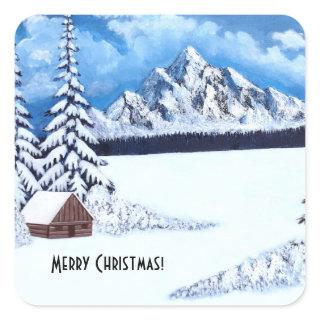 Winter Wonder Scene Square Sticker