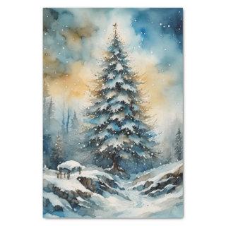 Winter Wonderland Evergreen Tree Decoupage Paper