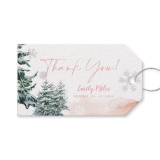 Winter Wonderland Pink Thank You Gift Tags