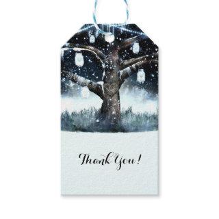 Winter Wonderland Rustic Tree Lights Mason Jars Gift Tags