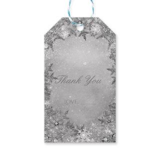 Winter Wonderland Snowflakes Silver Elegant Party Gift Tags