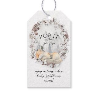 Winter Woodland Baby Shower Pop it When She Pops Gift Tags
