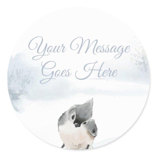 Winter Woodland Scene Bird Classic Round Sticker