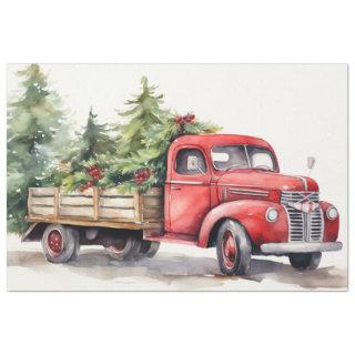 Winter's Warmth: Vintage Truck and Holiday Trees Tissue Paper