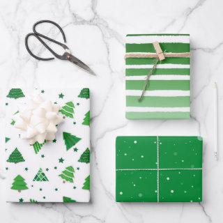 Wintery Christmas Shades of Green Gift  Sheets