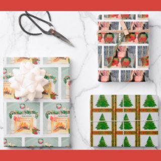 Wintery Festive Cheerful Fireplace Tree Christmas  Sheets