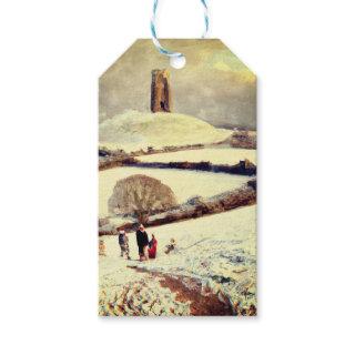 Wintry Glastonbury Tor Gift Tags