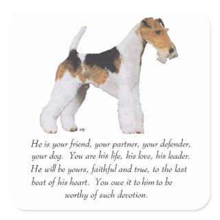 Wire Fox Terrier Memory / Dedication MALE Square Sticker