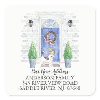 Wire Haired Fox Terrier Blue Door Address Label