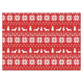 Wirehaired Dachshund Silhouettes Christmas Pattern Tissue Paper