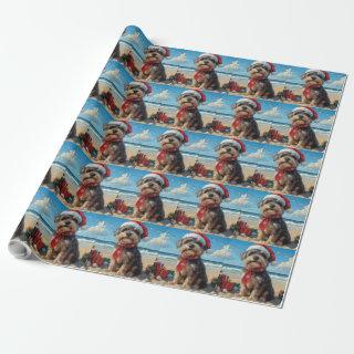 Wirehaired Pointing Griffon Dog Christmas Beach