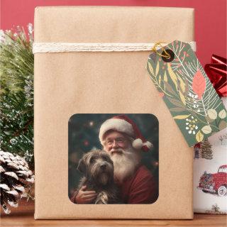 Wirehaired Pointing Griffon Santa Claus Christmas Square Sticker